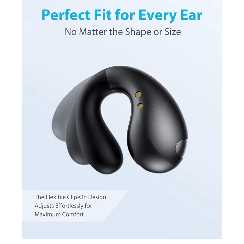 Boytond Open Ear Clip Headphones Bone Conduction Waterproof Black - Picture 3 of 6
